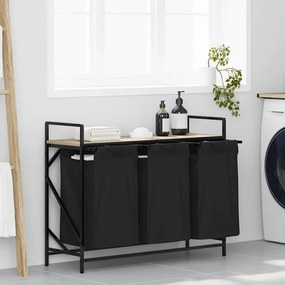 vidaXL Καλάθι Απλύτων με 3 Θέσεις και Ράφι από Ξύλο Sonoma Δρυς