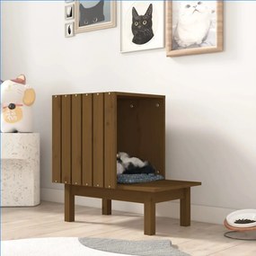 vidaXL Σπιτάκι για Γάτες Μελί 60 x 36 x 60 εκ. από Μασίφ Ξύλο Πεύκου