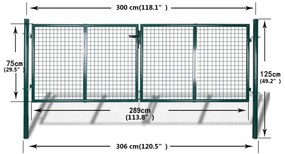 Πόρτα Περίφραξης Κήπου με Πλέγμα 289 x 75 εκ. / 306 x 125 εκ. - Πράσινο