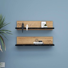 Ράφι Τοίχου Atlantic Πεύκο / Μαύρο POBEMU 60x13x15