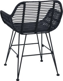 vidaXL Καρέκλα τραπεζαρίας 2 pcs Καλάμι και Σίδερο Μαύρο