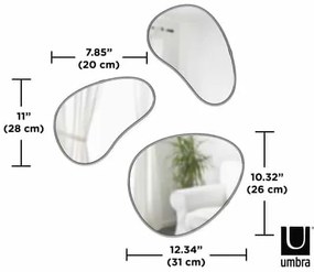 Σετ 3 καθρέπτες Umbra Hubba Pebble titanium (2x20x28)+(1x31x26)
