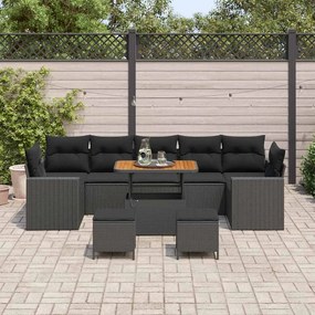 vidaXL Σετ Καναπέ Κήπου με μαξιλάρι 10 pcs Μαύρο 90 x 55 x 71 cm