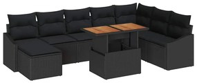 vidaXL Σέτ φαγητού για κήπο με μαξιλάρι 9 pcs Μαύρο, Καφέ