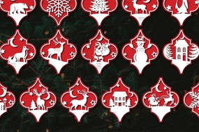 Σετ των 3 Intra απο ξύλο plywood 3mm-4mm πάχος Arabesque Χριστουγεννιάτικο Στολίδι 4.3x3. Δίασταση 4x3 cm INTRAFABR-106944513