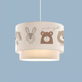 GloboStar BEAR 204-0003 Παιδικό Κρεμαστό Φωτιστικό Φιγούρα Μονόφωτο 1 x E27 IP20 Λευκό Ύφασμα - Μ30 x Π30 x Υ70cm - 204-0003