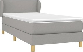 vidaXL Κρεβάτι Boxspring με Στρώμα Ανοιχτό Γκρι 90x200 εκ. Υφασμάτινο
