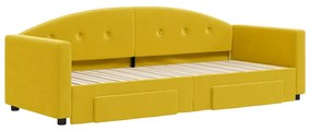 vidaXL Καναπές Κρεβάτι Συρόμενος Κίτρινο 80x200εκ. Βελούδινος Συρτάρια