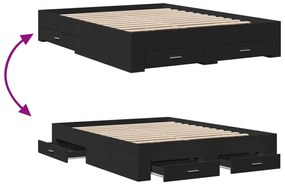 vidaXL Πλαίσιο Κρεβατιού με Συρτάρια Μαύρο 150 x 200 εκ. Επεξεργ. Ξύλο