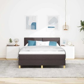 vidaXL LED Κρεβάτι με βάθρο Σκούρο Καφέ 140 x 190 cm ύφασμα