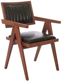 Πολυθρόνα Suva 783-1504-A 52x55x80cm Walnut-Green Ξύλο,Τεχνόδερμα