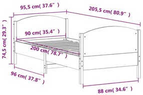 Σκελετός Κρεβ. Χωρίς Στρώμα Καφέ Κεριού 90x200 εκ Μασίφ Πεύκο - Καφέ