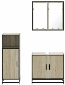 vidaXL Σετ Επίπλων Μπάνιου 3 Τεμαχίων Sonoma Δρυς Επεξεργασμένο Ξύλο