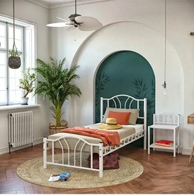 Stewehome Bella μονό μεταλλικό κρεβάτι λευκό κλασικής αισθητικής 90x190 cm
