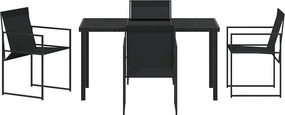 vidaXL Σέτ φαγητού για κήπο 5 pcs Μαύρο Textilene και Χάλυβας