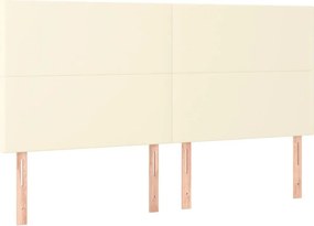 vidaXL Κρεβάτι Boxspring με Στρώμα Κρεμ 200x200 εκ. Συνθετικό Δέρμα