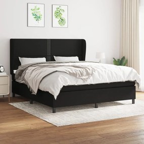 Κρεβάτι Boxspring με Στρώμα Μαύρο 160x200 εκ. Υφασμάτινο