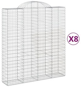 vidaXL Συρματοκιβώτια Τοξωτά 8 τεμ. 200x50x220/240 εκ. Γαλβαν. Ατσάλι