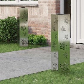 vidaXL Ηλιακό LED Φως Δρόμου 2 pcs Ασημί Γαλβανισμένο Χάλυβα