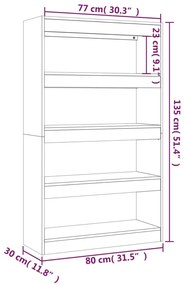 vidaXL Βιβλιοθήκη/Διαχωρ. Χώρου Γκρι Sonoma 80x30x135 εκ Επεξεργ. Ξύλο