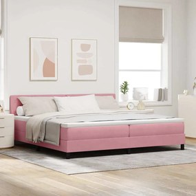 vidaXL Κρεβάτι με Ελατήρια και Στρώμα Ροζ 200 x 200 cm ύφασμα