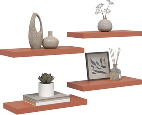 vidaXL Ράφι Τοίχου 4 τμχ. Κόκκινο 60 x 23,5 x 3,8 cm