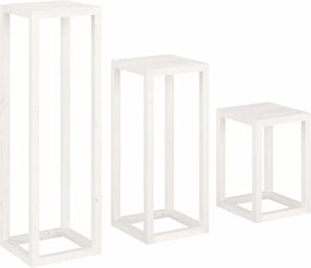 vidaXL Σετ Βάση Φυτών 3 Τεμαχίων από Λευκό Μασίφ Ξύλο Πεύκου