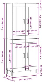 Ντουλάπι Γκρι Σκυροδέματος 69,5x34x180 εκ. Επεξεργασμένο Ξύλο - Γκρι