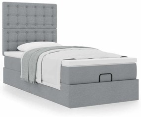 Οθωμανικό κρεβάτι με στρώμα ανοιχτό γκρι 90x190cm ύφασμα 3313285