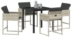 vidaXL Σέτ φαγητού για κήπο με μαξιλάρι 5 pcs Ανοιχτό γκρι Πολυ ράταν