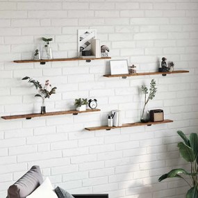 vidaXL Ράφι Βιβλίων 4 pcs Καφέ 100 x 10 x 1,5 cm Επεξεργασμένο ξύλο