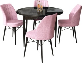 Dining Table &amp; Chairs Set (5 Pieces) Rox - Black Marble, Pink Black Marble
Pink