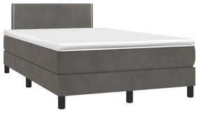 vidaXL Κρεβάτι Boxspring με Στρώμα Σκούρο Γκρι 120x190 εκ. Βελούδινο