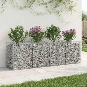 vidaXL Ανασηκωμένο κρεβάτι gabion Ασημί