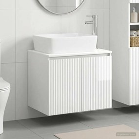 vidaXL Σετ Επίπλων Μπάνιου Γυαλιστερό Λευκό Επεξεργασμένο Ξύλο
