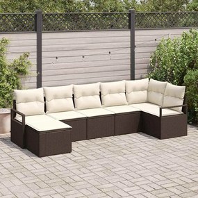 vidaXL Σετ Καναπέ Κήπου 7 pcs Καφέ Πολυ ράταν