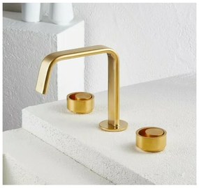 Armando Vicario Halo Gold Brushed Μπαταρία Νιπτήρος 3 οπών με βαλβίδα clic-clac