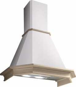 Pyramis Καμινάδα Ρουστίκ Classic Απορροφητήρας Επίτοιχος από Ξύλο Δρυς και Λευκό Μέταλλο 90 cm