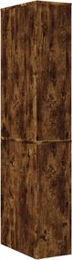 vidaXL Ντουλάπι Μπάνιου Στενό με Ροδάκια Καπνιστή Δρυς Επεξ. Ξύλο