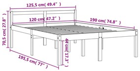 Κρεβάτι Ηλικιωμένων Καφέ Κεριού 120x190εκ από Μασίφ Ξύλο Πεύκου - Καφέ