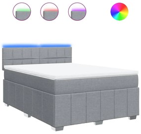 vidaXL Κρεβάτι Boxspring με Στρώμα Ανοιχτό Γκρι 140x190 εκ. Υφασμάτινο