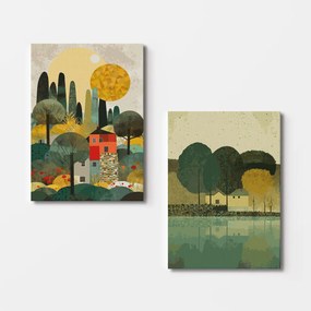 Decorative Canvas Painting (2 Pieces) 2KNV4339 - 50 x 70 Multicolor