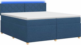 vidaXL Κρεβάτι box spring με στρώμα Μπλε 200 x 200 cm Ύφασμα