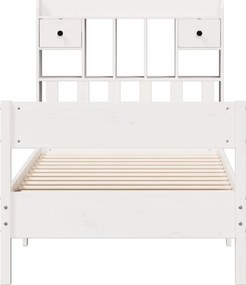 vidaXL Κρεβάτι Βιβλιοθήκη Χωρίς Στρώμα Λευκό 75x190 εκ Μασίφ Πεύκο