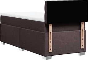 vidaXL Κρεβάτι Boxspring με Στρώμα Σκούρο Καφέ 90x190 εκ. Υφασμάτινο