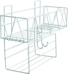 Επιτοίχιο Μεταλλικό Ράφι με Γάντζους 30x12.5x24cm Άσπρο ή Μαύρο - Άσπρο