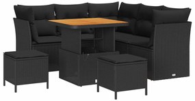 Σετ Καναπέ Κήπου 8 pcs Μαύρο συνθετικό ρατάν