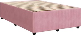 vidaXL Κρεβάτι Boxspring με Στρώμα Ροζ 120x190 εκ. Βελούδινο