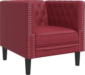 vidaXL Πολυθρόνα Chesterfield Μπορντό από Συνθετικό Δέρμα