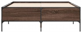 vidaXL Πλαίσιο Κρεβατιού Καφέ Δρυς 150x200 εκ. Επεξ. Ξύλο &amp; Μέταλλο
